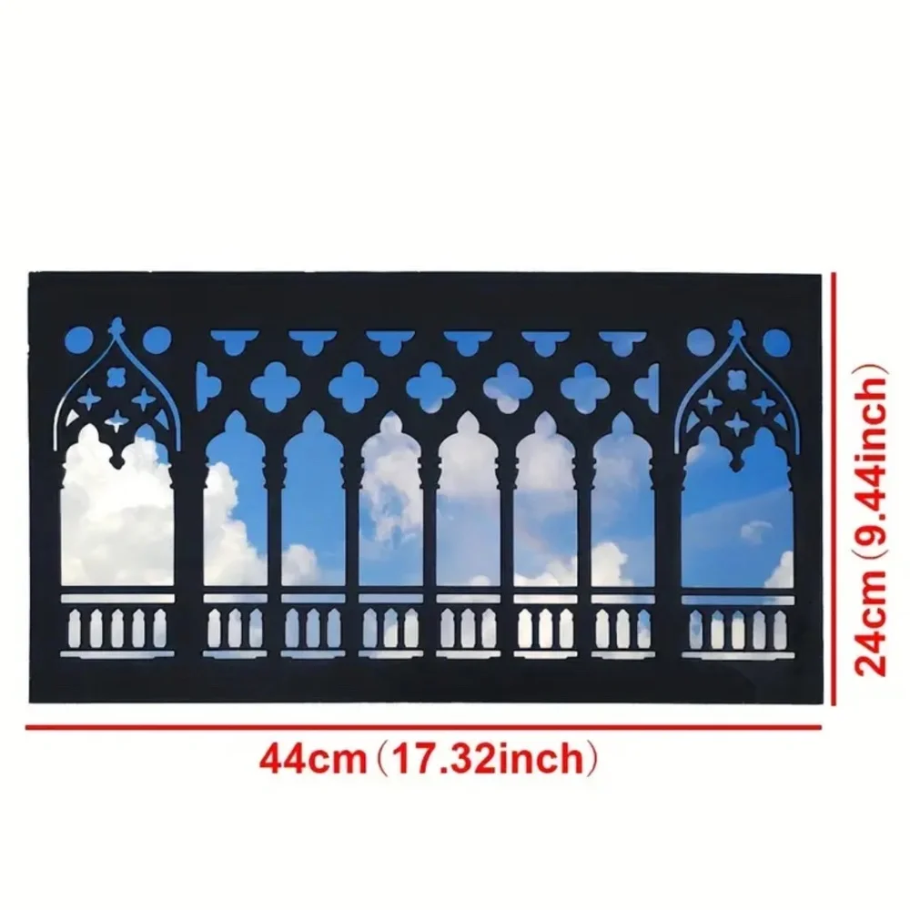 NEW! Black Classic Wooden Venetian Rectangular Gothic Cathedral Mirror!